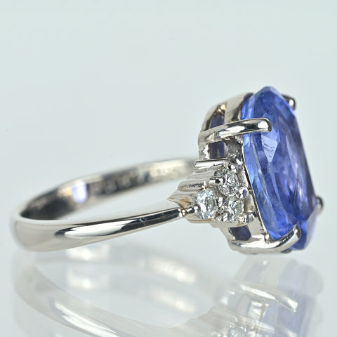 【中古】PT900 SAPPHIRE非加熱サファイアリング S6.896ct D0.21ct 中央宝石研究所鑑別書 7.3g #11
