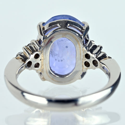 【中古】PT900 SAPPHIRE非加熱サファイアリング S6.896ct D0.21ct 中央宝石研究所鑑別書 7.3g #11