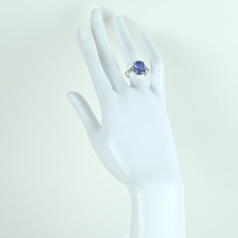 【中古】PT900 SAPPHIRE非加熱サファイアリング S6.896ct D0.21ct 中央宝石研究所鑑別書 7.3g #11