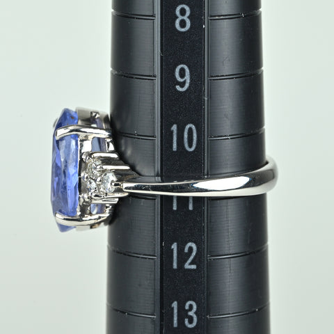 【中古】PT900 SAPPHIRE非加熱サファイアリング S6.896ct D0.21ct 中央宝石研究所鑑別書 7.3g #11