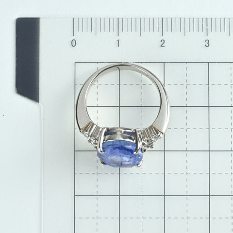 【中古】PT900 SAPPHIRE非加熱サファイアリング S6.896ct D0.21ct 中央宝石研究所鑑別書 7.3g #11