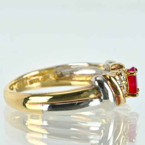 【中古】K18/PT850 RUBY ルビーリング R0.41ct D0.18ct 5.0g #12