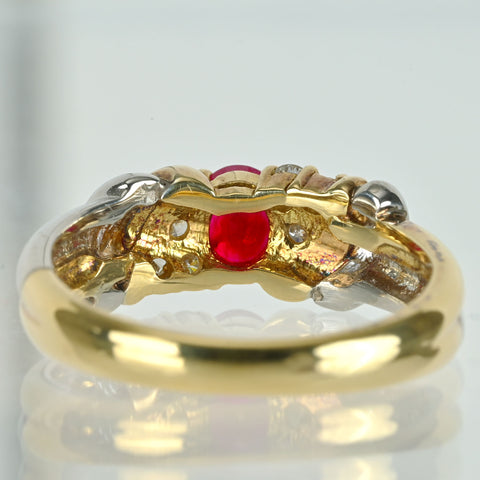 【中古】K18/PT850 RUBY ルビーリング R0.41ct D0.18ct 5.0g #12