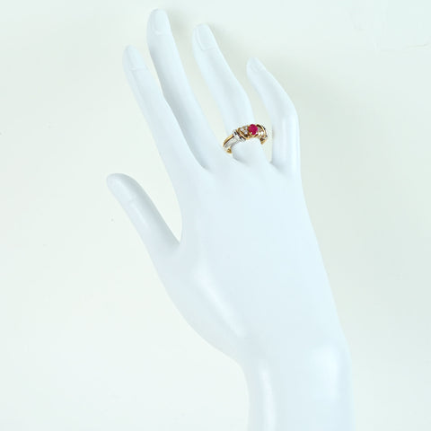 【中古】K18/PT850 RUBY ルビーリング R0.41ct D0.18ct 5.0g #12