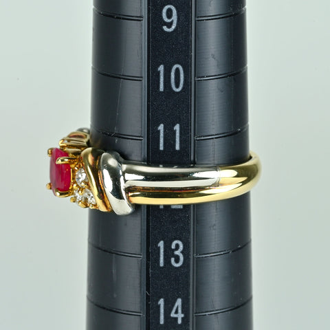 【中古】K18/PT850 RUBY ルビーリング R0.41ct D0.18ct 5.0g #12