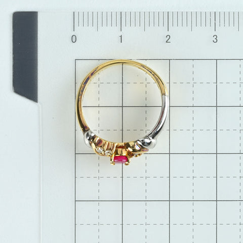 【中古】K18/PT850 RUBY ルビーリング R0.41ct D0.18ct 5.0g #12
