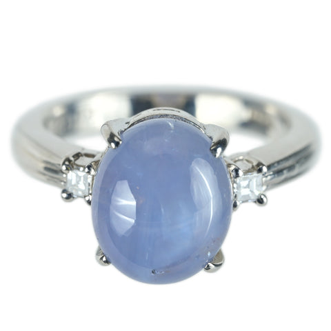 【中古】PT900 STAR SAPPHIRE スターサファイアリング SS7.72ct D0.09ct 6.8g #10.5