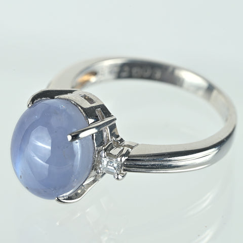 【中古】PT900 STAR SAPPHIRE スターサファイアリング SS7.72ct D0.09ct 6.8g #10.5