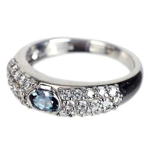 【中古】PT900 アレキサンドライトリング A0.22ct D0.50ct 中央宝石研究所ソーティング 6.7g #12