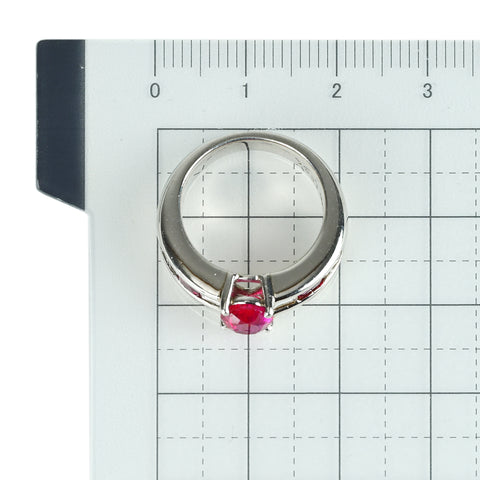 【中古】PT900 Ruby 非加熱 ルビー リング R1.297ct D0.832ct R0.643ct GIA鑑別書付き 10.9g
