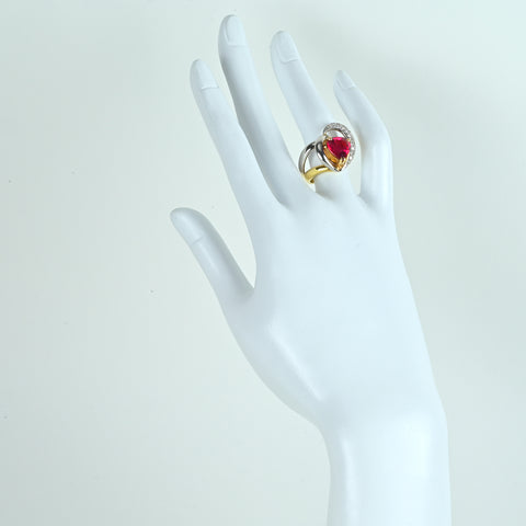 【中古】K18YG RUBELLITE TOURMALINEルベライト(レッドトルマリン)リング R3.40ct D0.40ct 8.5g #12