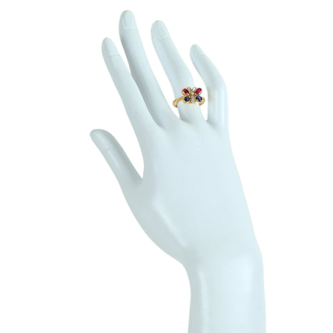 【中古】 K18YG ルビー・サファイアリング R0.44ct S0.63ct D0.09ct NGL鑑別書 4.1g #11