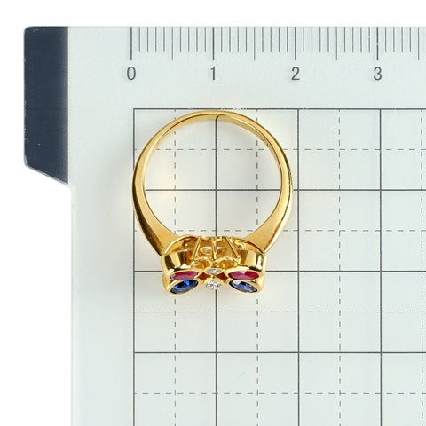 【中古】 K18YG ルビー・サファイアリング R0.44ct S0.63ct D0.09ct NGL鑑別書 4.1g #11