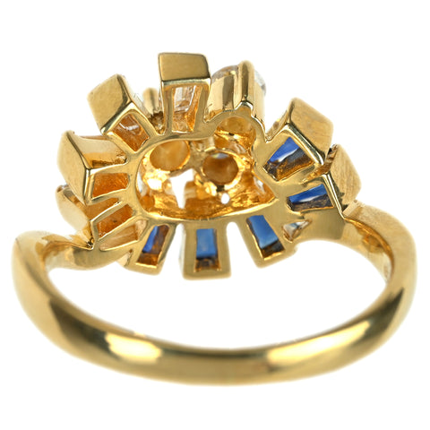 【中古】K18YG SAPPHIRE サファイアリング S0.46ct D0.46ct 4.1g #9.5