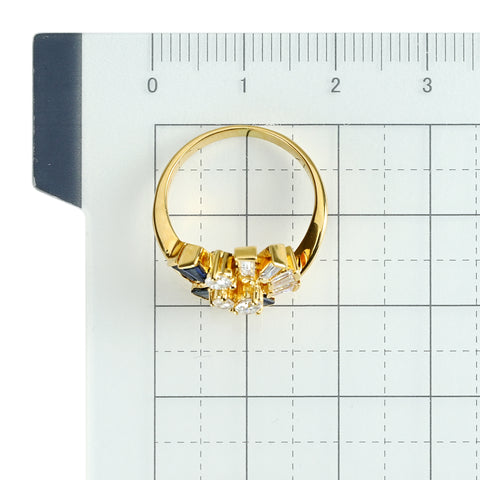 【中古】K18YG SAPPHIRE サファイアリング S0.46ct D0.46ct 4.1g #9.5