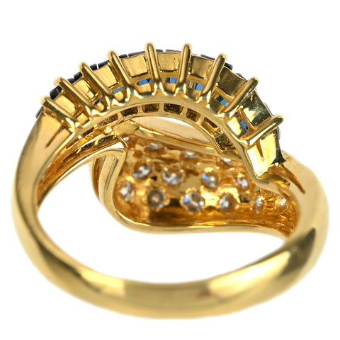 【中古】K18YG SAPPHIRE サファイアリング S1.01ct D0.57ct 5.3g #6.5