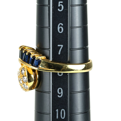 【中古】K18YG SAPPHIRE サファイアリング S1.01ct D0.57ct 5.3g #6.5
