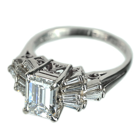 【中古】MIKIMOTO ミキモト PT900 DIAMOND ダイヤモンドリング 1.467ct E VS1 d0.38ct 6.1g #12