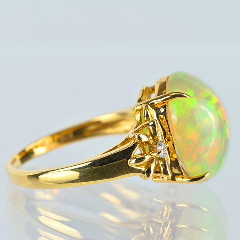 【中古】K18YG MEXICO OPALメキシコオパールリング OP5.00ct D0.14ct 6.0g #16