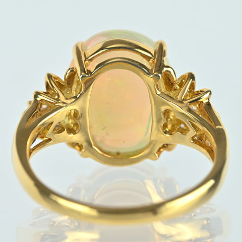 【中古】K18YG MEXICO OPALメキシコオパールリング OP5.00ct D0.14ct 6.0g #16