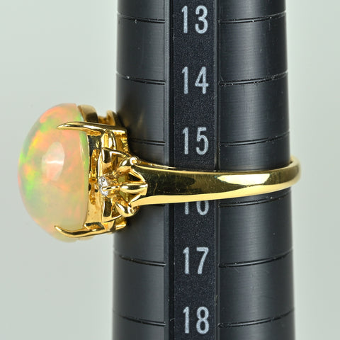 【中古】K18YG MEXICO OPALメキシコオパールリング OP5.00ct D0.14ct 6.0g #16