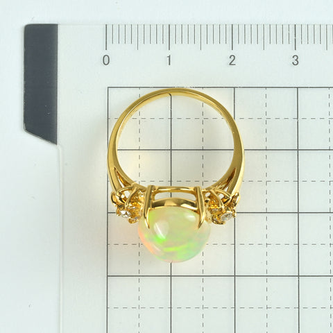 【中古】K18YG MEXICO OPALメキシコオパールリング OP5.00ct D0.14ct 6.0g #16