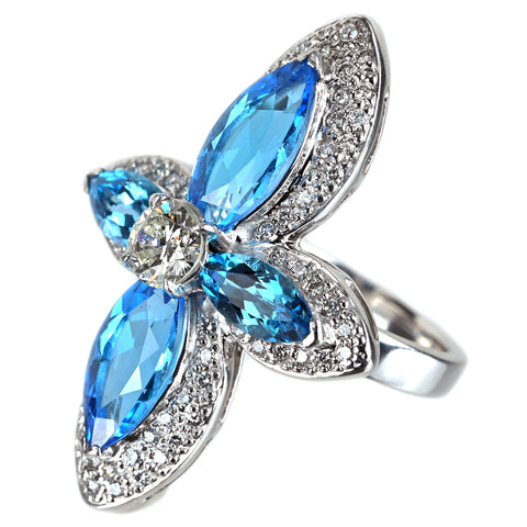 【中古】K18WG TOPAZ ブルートパーズリング D0.690ct D1.00ct 16.1g #13