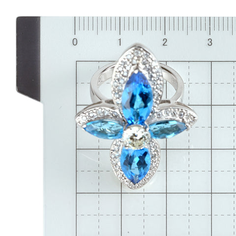 【中古】K18WG TOPAZ ブルートパーズリング D0.690ct D1.00ct 16.1g #13