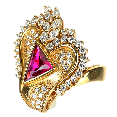 【中古】K18YG RUBY ルビーリング R1.81ct D1.40ct GRJソーティング 15.1g #13