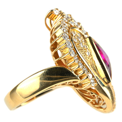 【中古】K18YG RUBY ルビーリング R1.81ct D1.40ct GRJソーティング 15.1g #13