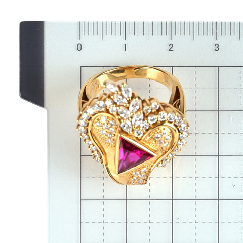 【中古】K18YG RUBY ルビーリング R1.81ct D1.40ct GRJソーティング 15.1g #13