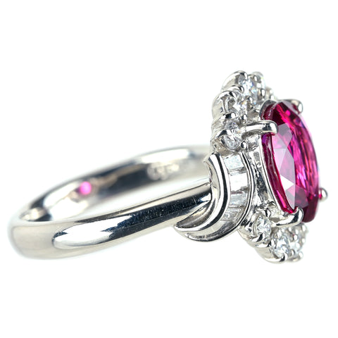 【中古】PT900 SPINEL レッドスピネルリング RS2.75ct D0.63ct 中央宝石研究所鑑別書 7.7g #12