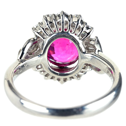 【中古】PT900 SPINEL レッドスピネルリング RS2.75ct D0.63ct 中央宝石研究所鑑別書 7.7g #12