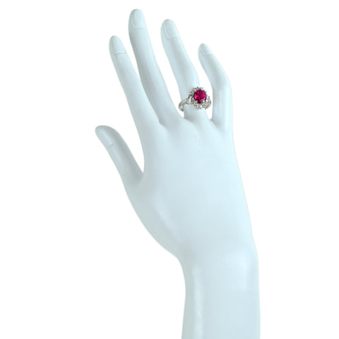 【中古】PT900 SPINEL レッドスピネルリング RS2.75ct D0.63ct 中央宝石研究所鑑別書 7.7g #12