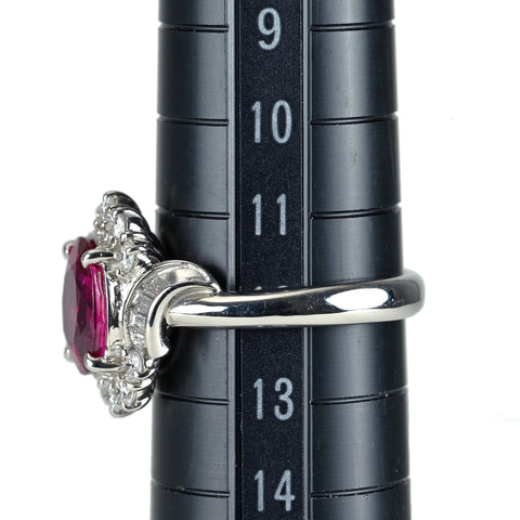 【中古】PT900 SPINEL レッドスピネルリング RS2.75ct D0.63ct 中央宝石研究所鑑別書 7.7g #12