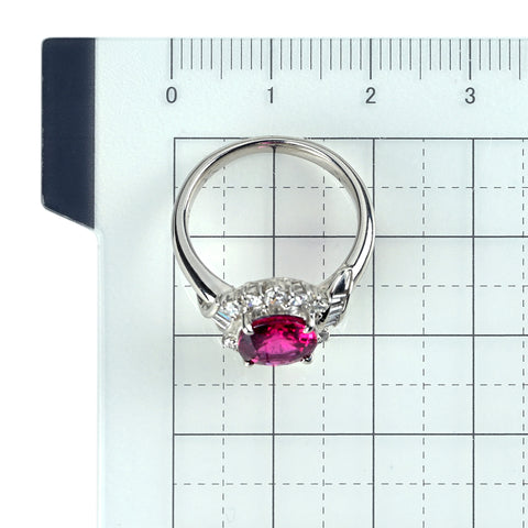 【中古】PT900 SPINEL レッドスピネルリング RS2.75ct D0.63ct 中央宝石研究所鑑別書 7.7g #12