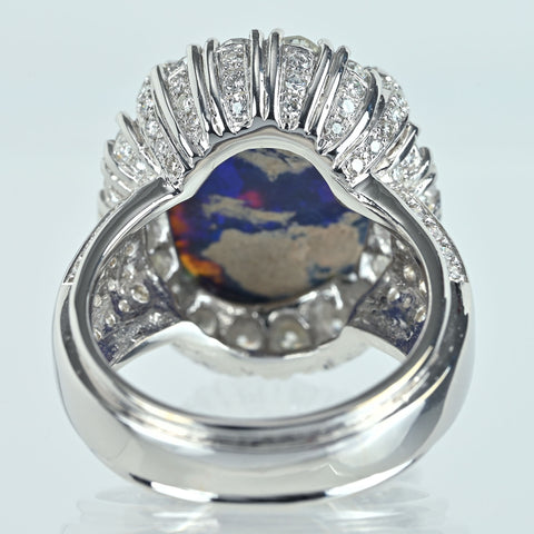 【中古】K18WG BLACK OPALブラックオパールリング BO7.40ct D2.35ct 15.0g #15