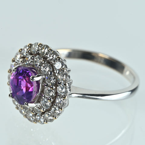 【中古】K18WG SAPPHIRE パープルサファイアリング PS1.428ct D0.93ct 4.5g #12.5