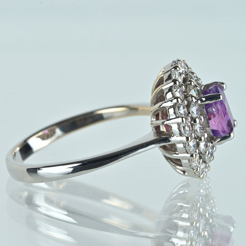 【中古】K18WG SAPPHIRE パープルサファイアリング PS1.428ct D0.93ct 4.5g #12.5
