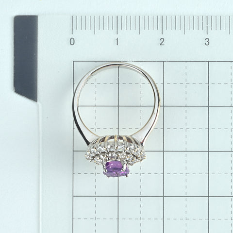 【中古】K18WG SAPPHIRE パープルサファイアリング PS1.428ct D0.93ct 4.5g #12.5