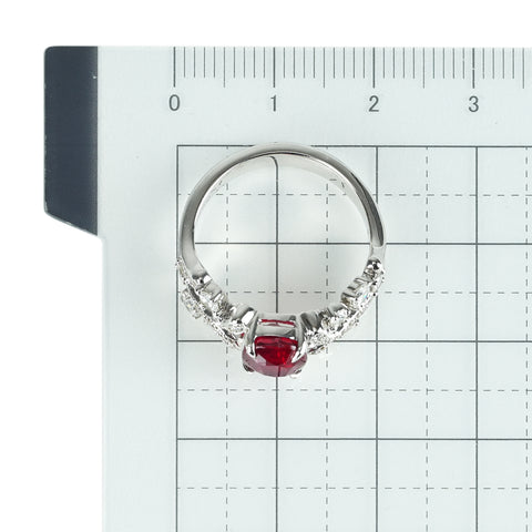 【中古】K18WG マダガスカル産 非加熱 ルビー リング R2.03ct D0.60ct #13 6g GRS産地証明付き鑑別書