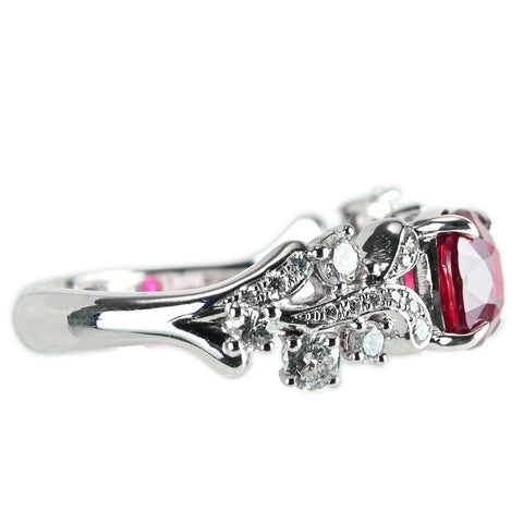 【中古】K18WG マダガスカル産 非加熱 ルビー リング R2.03ct D0.60ct #13 6g GRS産地証明付き鑑別書