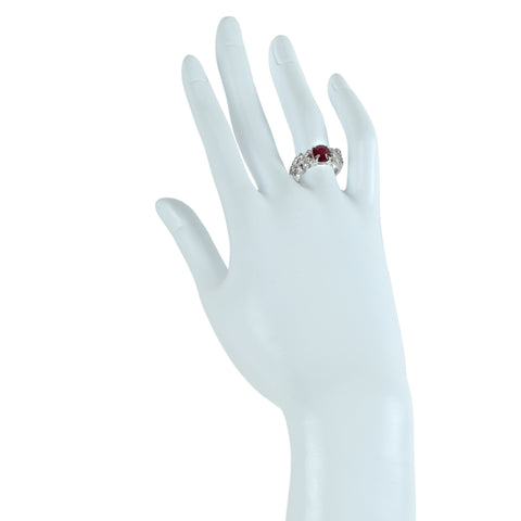 【中古】K18WG マダガスカル産 非加熱 ルビー リング R2.03ct D0.60ct #13 6g GRS産地証明付き鑑別書