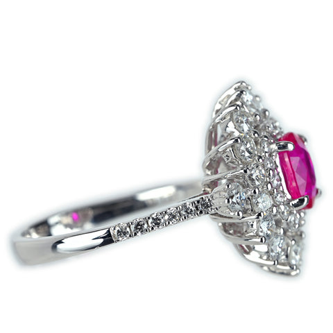 【中古】 K18WG RUBY ルビーリング ミャンマー産 R1.07ct D1.21ct ピジョンブラッド AIGS鑑別書付き 5.3g #13