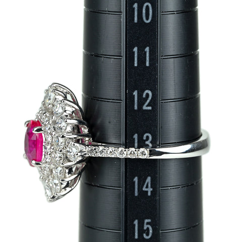 【中古】 K18WG RUBY ルビーリング ミャンマー産 R1.07ct D1.21ct ピジョンブラッド AIGS鑑別書付き 5.3g #13