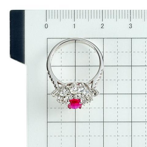 【中古】 K18WG RUBY ルビーリング ミャンマー産 R1.07ct D1.21ct ピジョンブラッド AIGS鑑別書付き 5.3g #13