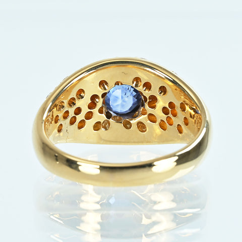 【中古】K18YG SAPPHIREサファイアリング S1.00ct D2.00ct 9.3g #14