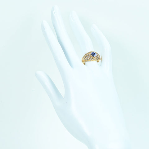 【中古】K18YG SAPPHIREサファイアリング S1.00ct D2.00ct 9.3g #14