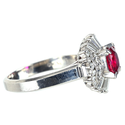 【中古】PT900 RUBY ルビーリング R1.21ct D0.57ct 8g #13.5