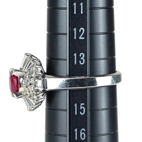 【中古】PT900 RUBY ルビーリング R1.21ct D0.57ct 8g #13.5